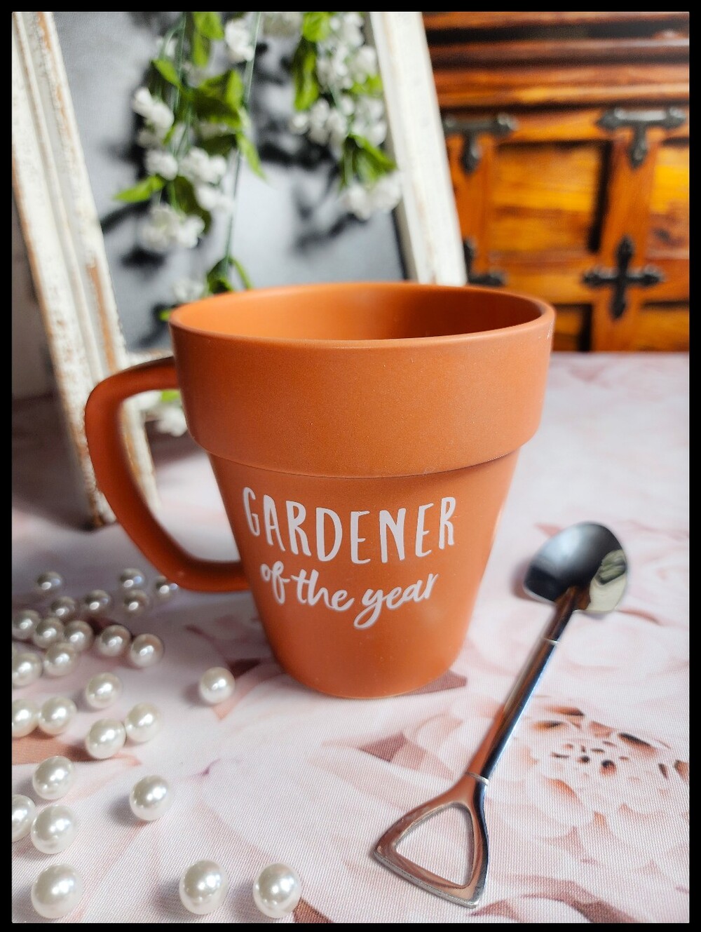 Gardener of the Year Coffee Mug 11oz Ceramic Pot Shovel Spoon New